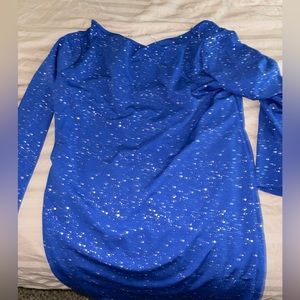 Royal Blue dress. Long sleeve. Back out. Silver details.